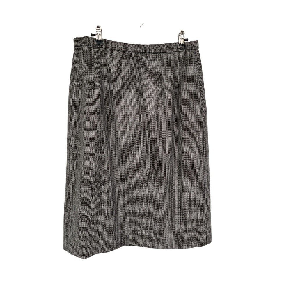 Pendleton Skirt Women's Size 14 Petite Gray Herringbone Wool Tweed Vintage